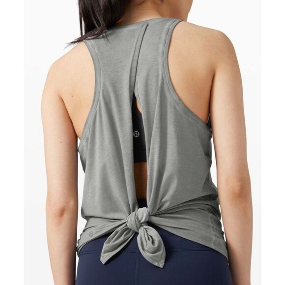 Lululemon women's 6 asphalt grey all tied up tank top open back high neck - Picture 2 of 7